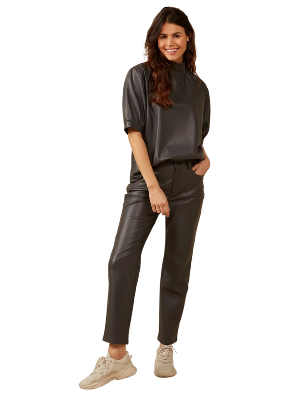 Straight Vegan Leather Trousers
