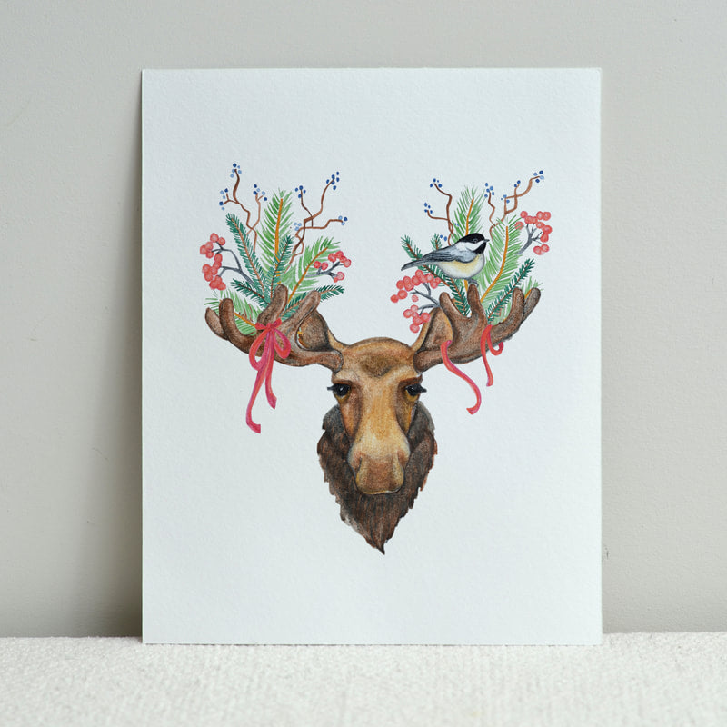 Merry Chrismoose Print 8x10