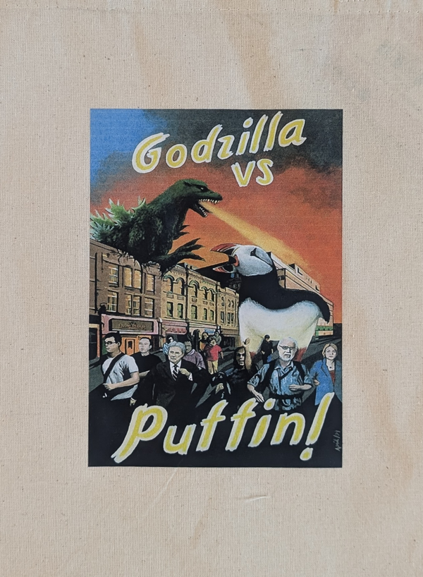 Godzilla VS Puffin Tote Bag