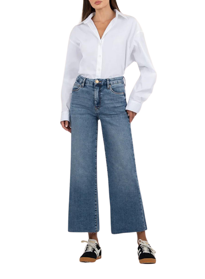 Meg High Rise Fab Ab Wide Leg Raw Hem