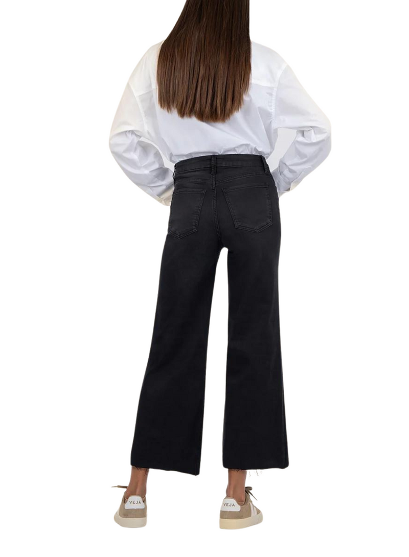 Meg High Rise Fab Ab Wide Leg Raw Hem Jean with Long Inseam