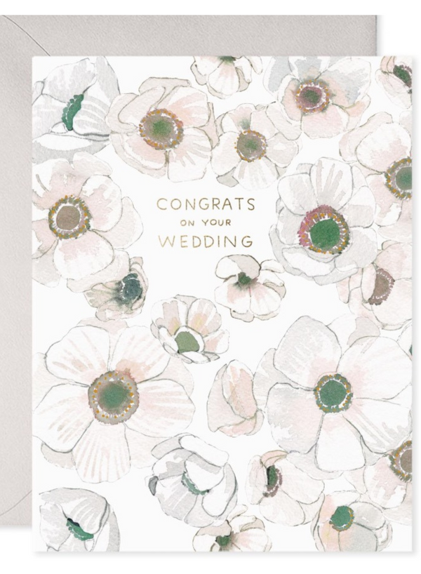 White Flower Wedding Card