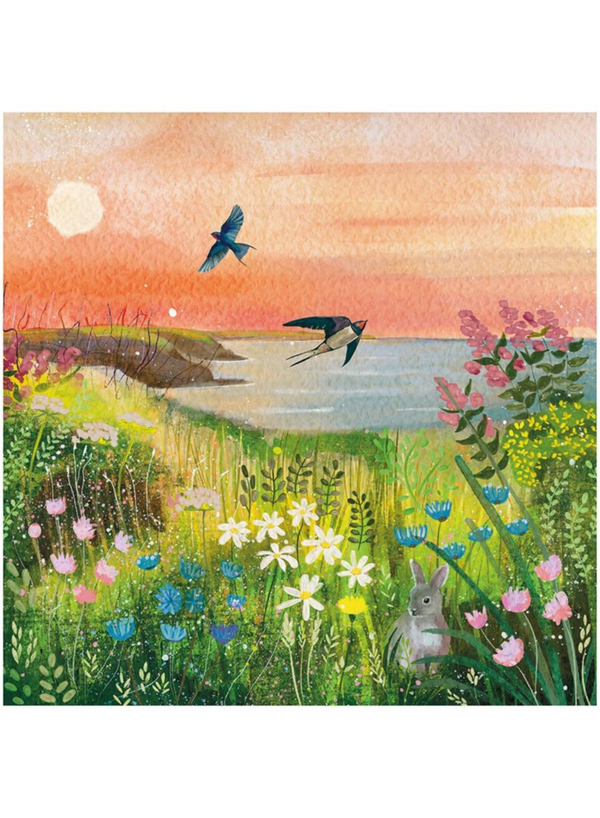 Sunset Swallows Card