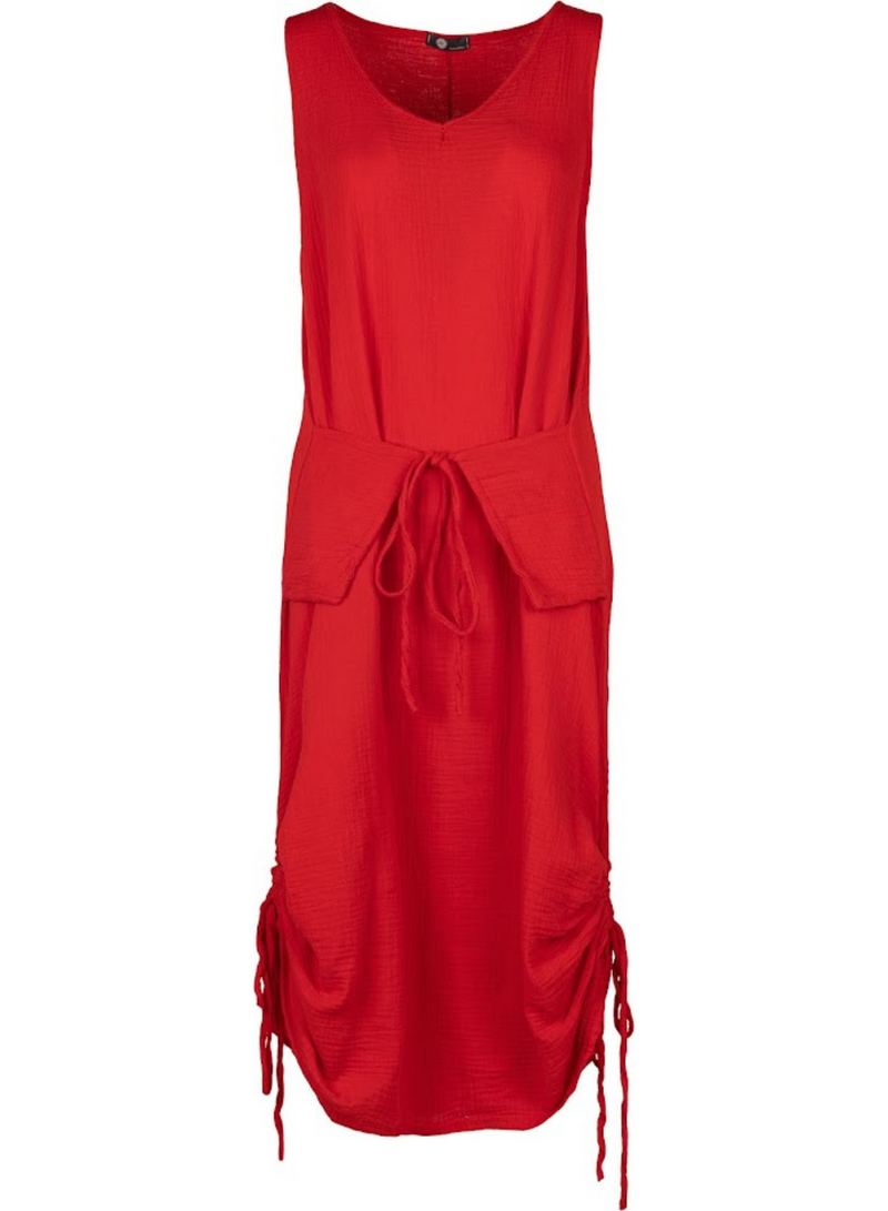 Sleeveless Dress with Side Belt