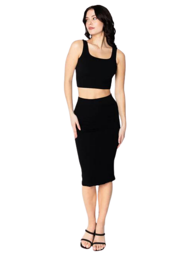 Bamboo Ribbed Pencil Skirt