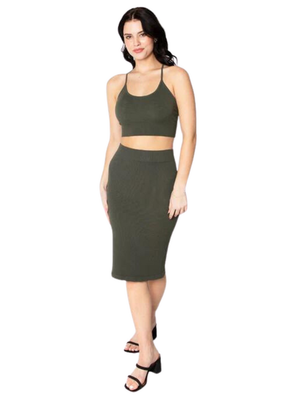 Bamboo Ribbed Pencil Skirt
