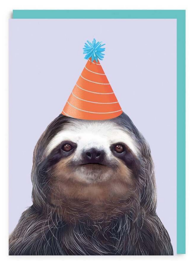 Party Hat Sloth Card