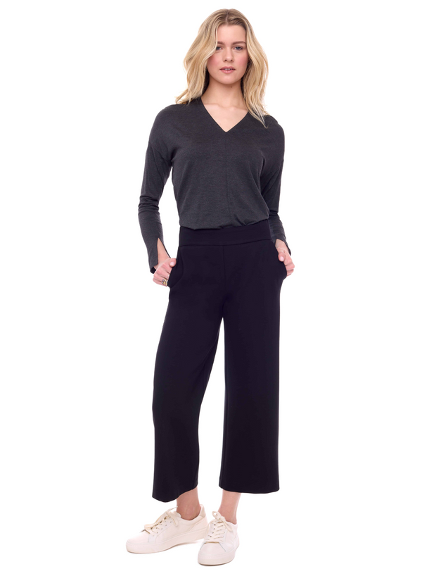 Solid Ponte Wide Leg Pant