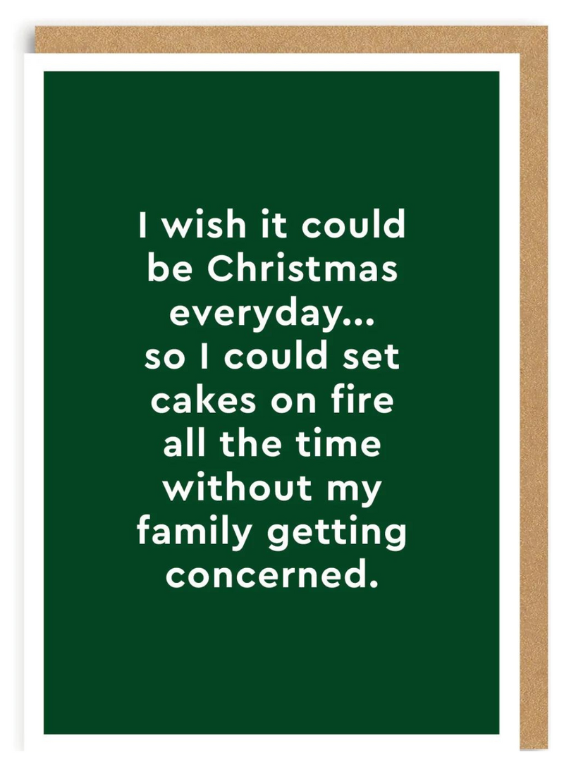 Christmas Cakes on Fire Card