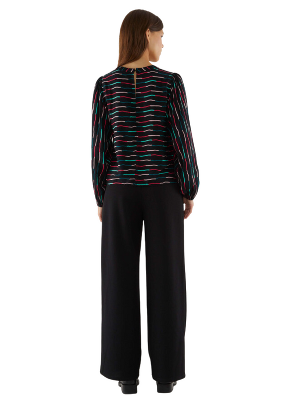 Black Striped Print Top