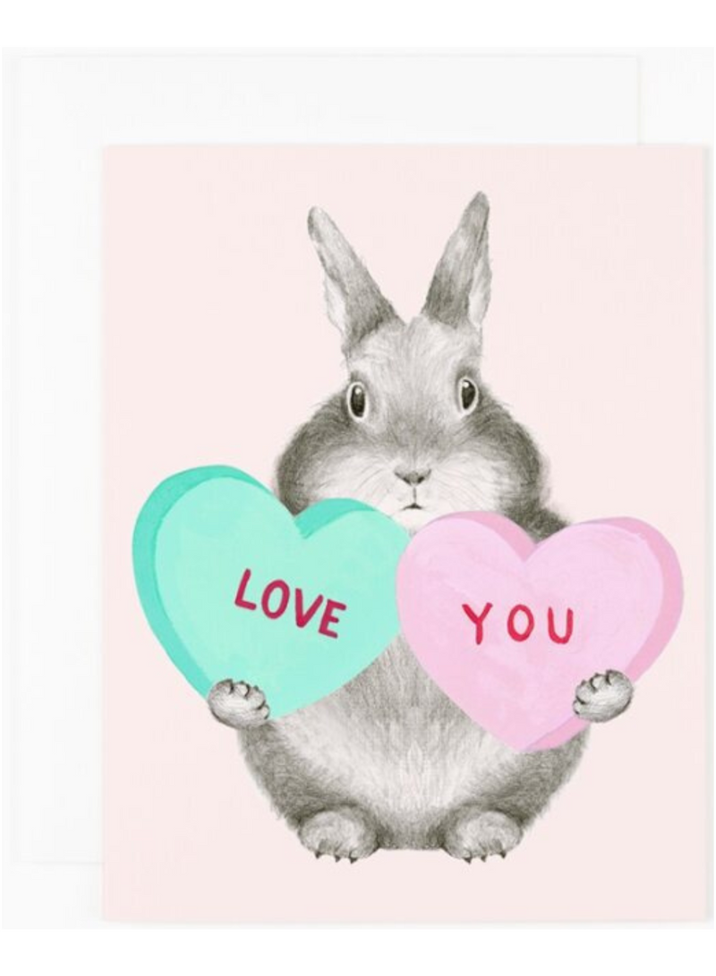 Bunny With Sweethearts Card