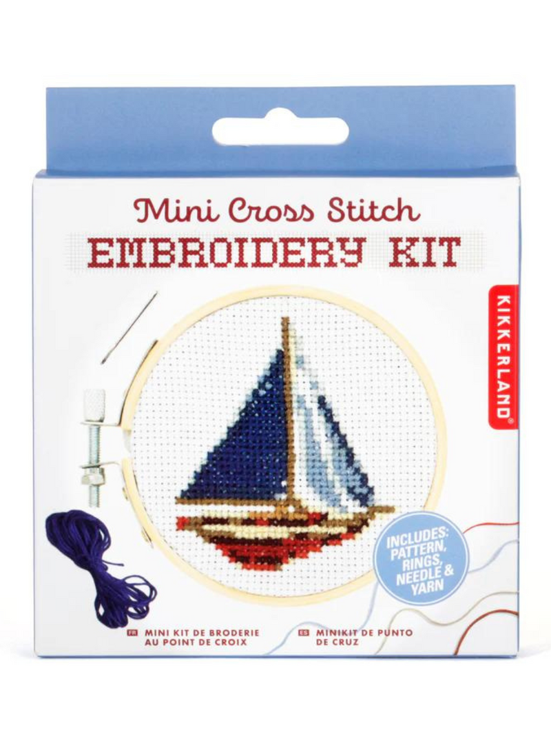 Mini Cross Stitch Embroidery Kit - Sailboat