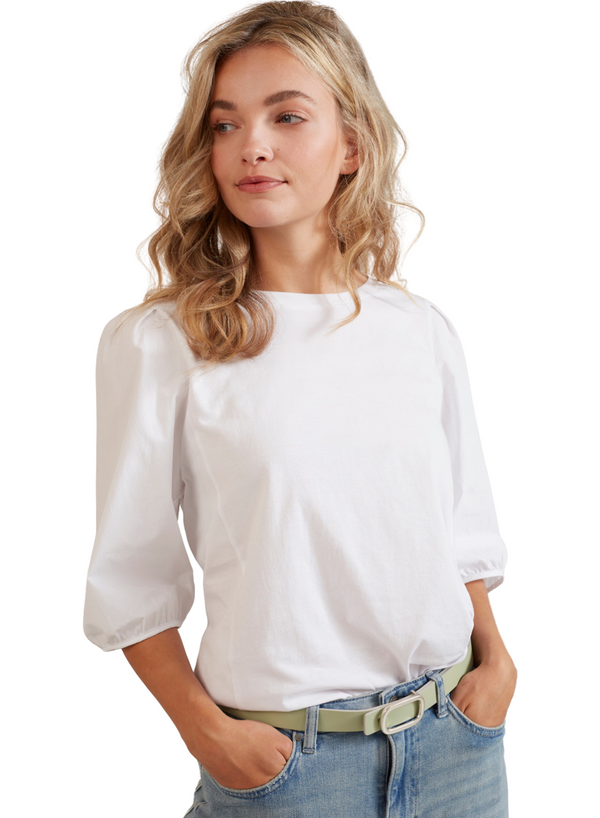 Woven Sleeves Jersey Top