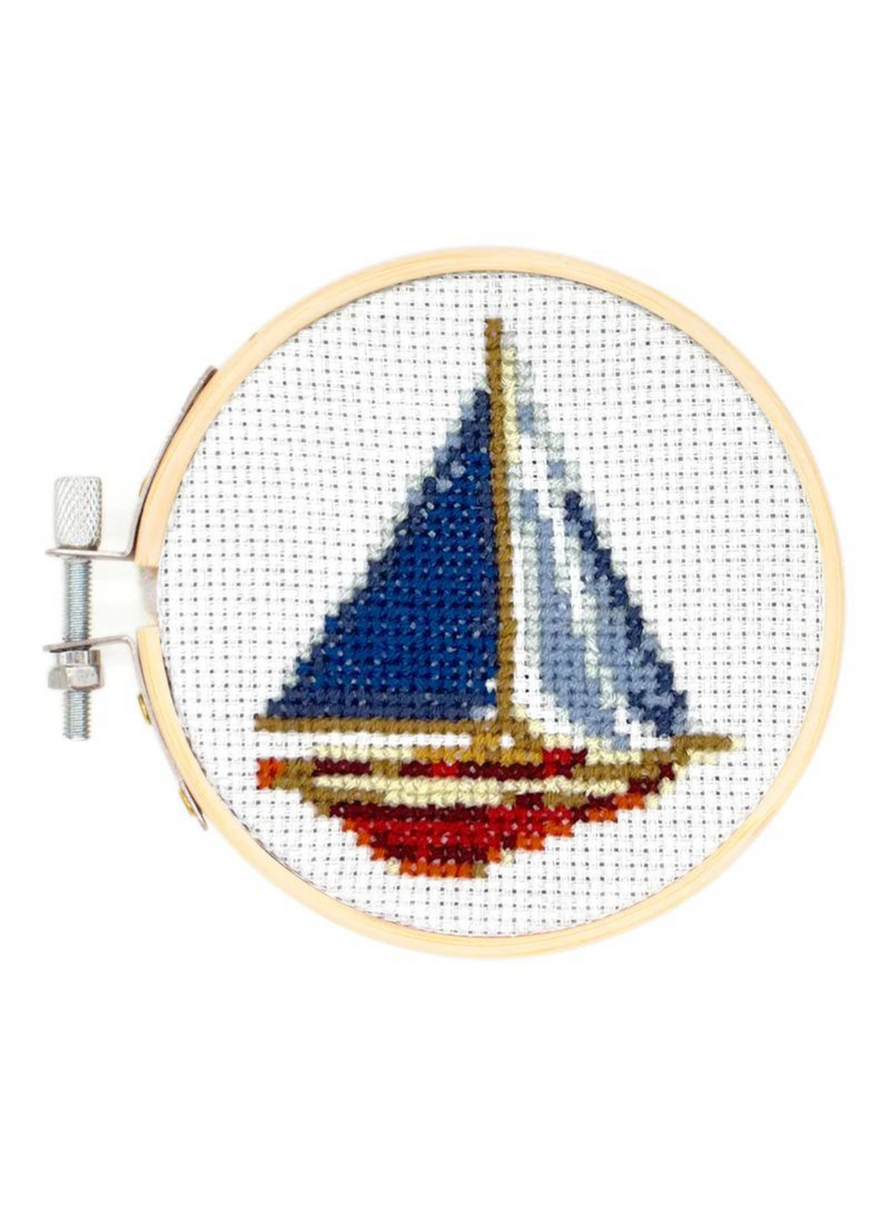 Mini Cross Stitch Embroidery Kit - Sailboat