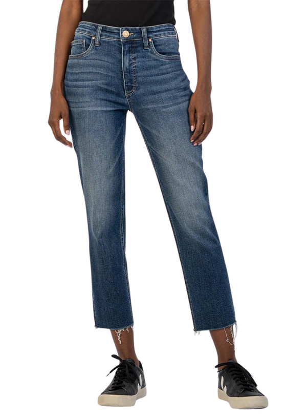 Rachel High Rise Mom Jeans with Raw Hem