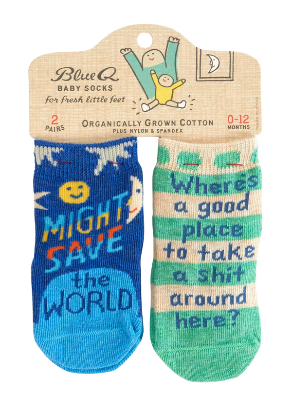Save the World / Take a Shit Baby Socks