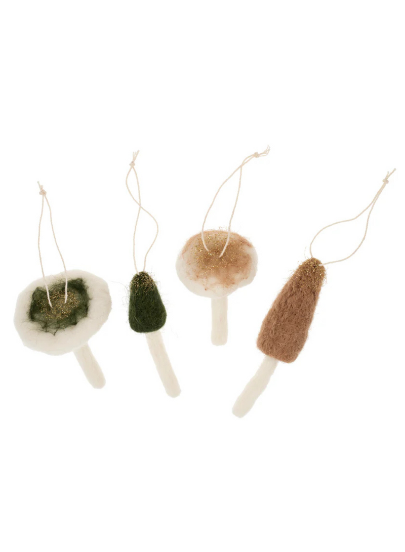 Felt Mushroom Ornaments Large (Set 4)