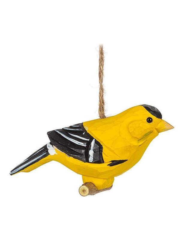 Yellow Finch Carved Ornament
