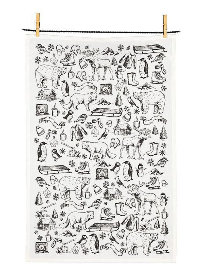 Winter Outline Motif Kitchen Towel