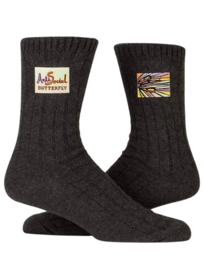 Antisocial Butterfly Tag Socks