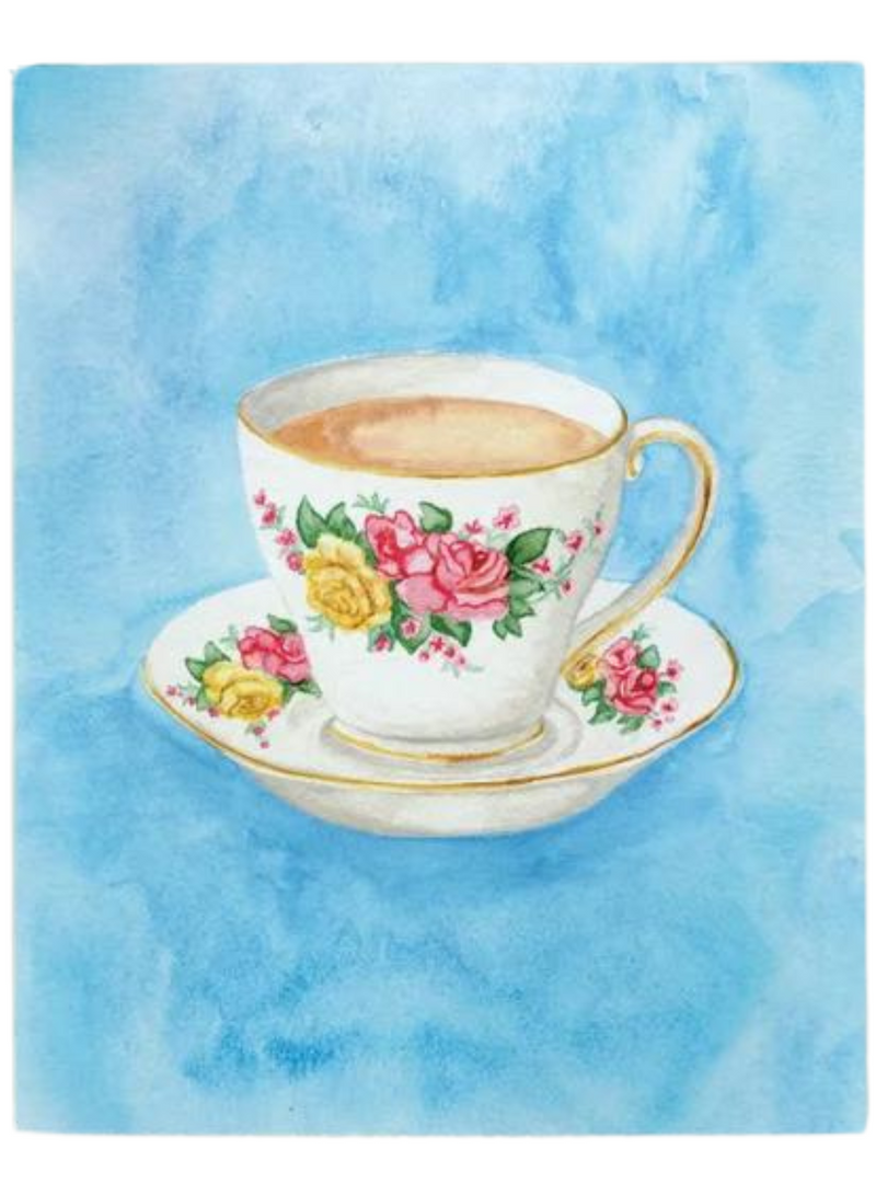 Cup Of Tea Blue Print 8x10