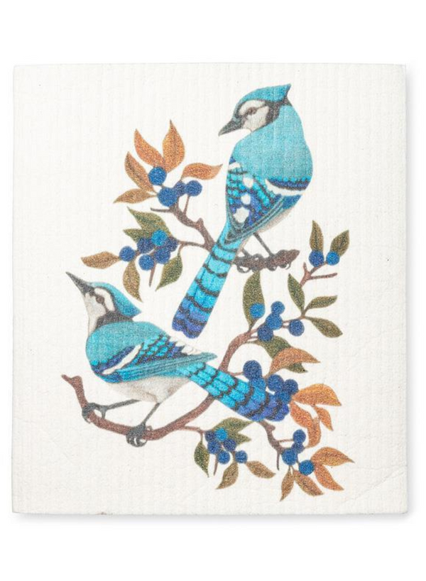 Blue Jays & Berries Dishcloth