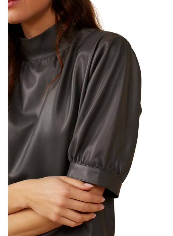 Pleather Short Sleeve Top
