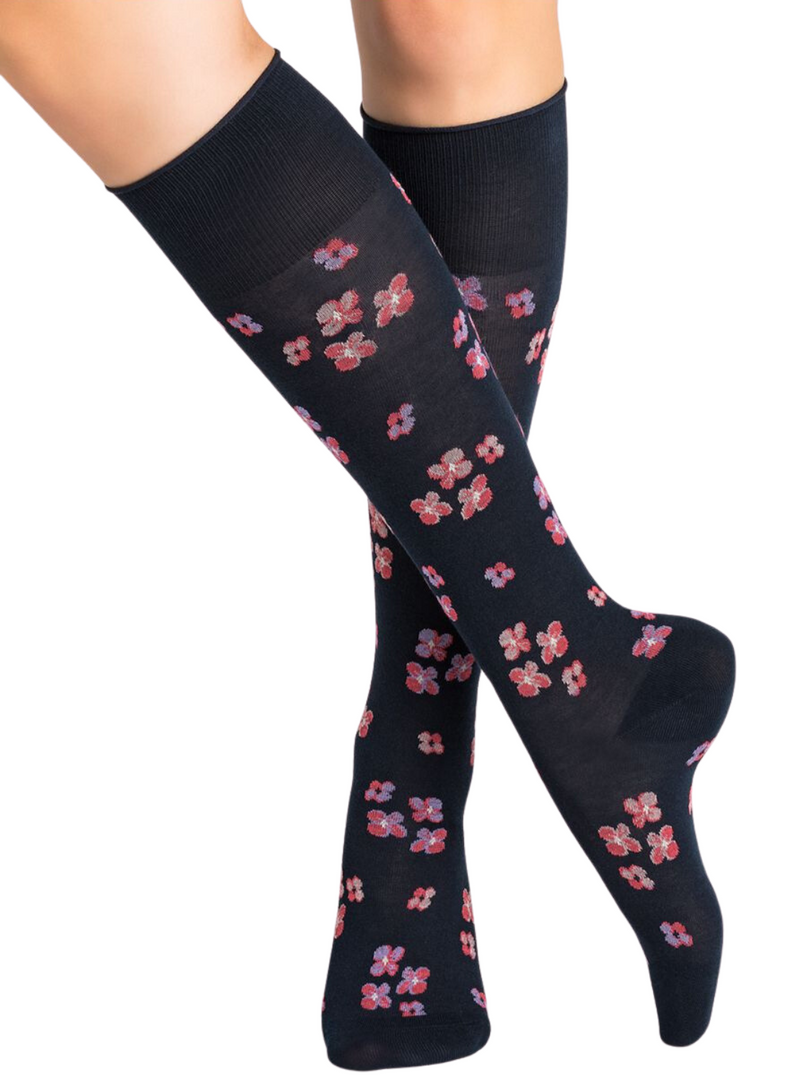 Floral Velvety Knee Socks