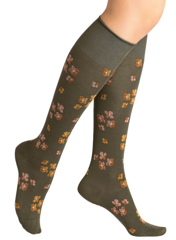 Floral Velvety Knee Socks