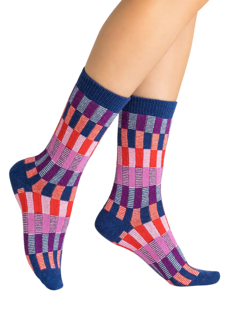 Multicoloured Checked Cashmere Socks