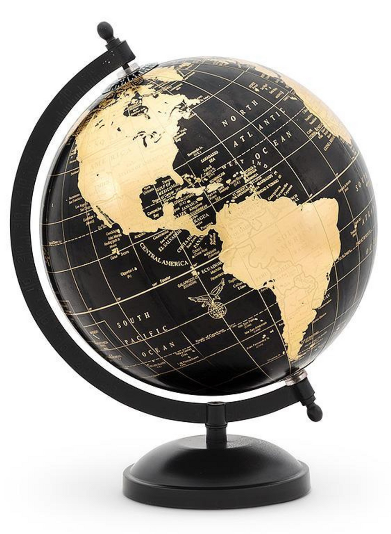 Globe on Stand - Black and Gold