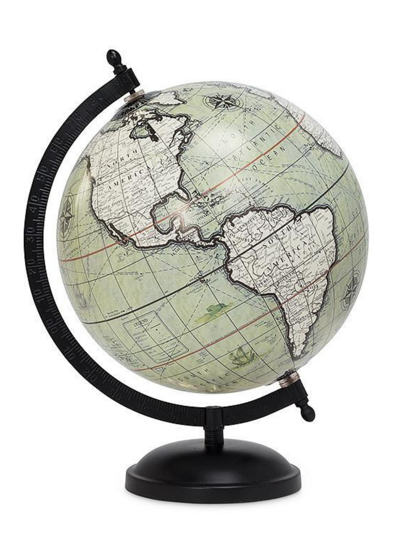 Globe on Stand - Grey and Black