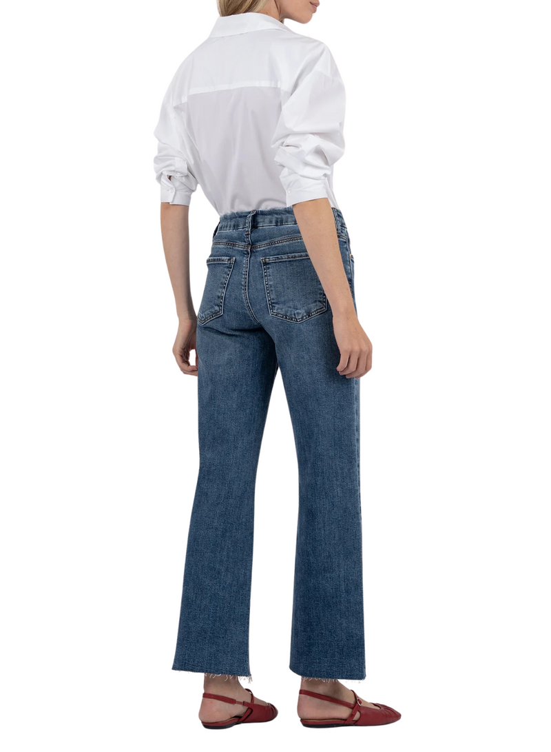 Meg High Rise Fab Ab Wide Leg Raw Hem Jean with Long Inseam