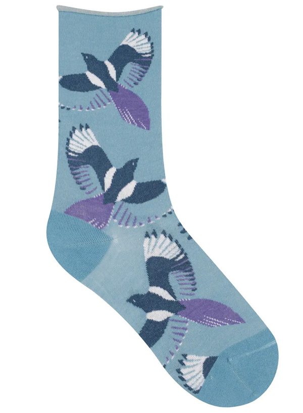 Bird Print Velvet Socks