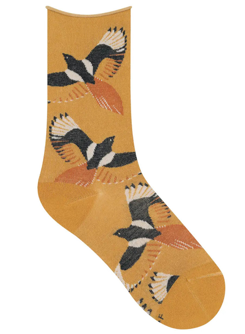 Bird Print Velvet Socks