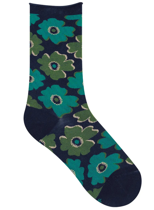 Petunia Print Velvet Socks