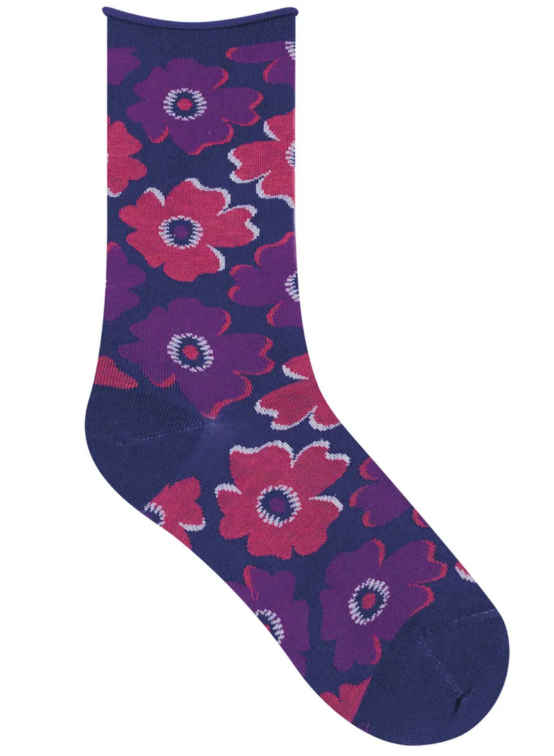 Petunia Print Velvet Socks