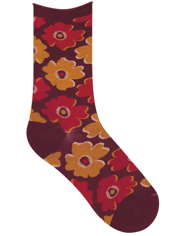 Petunia Print Velvet Socks