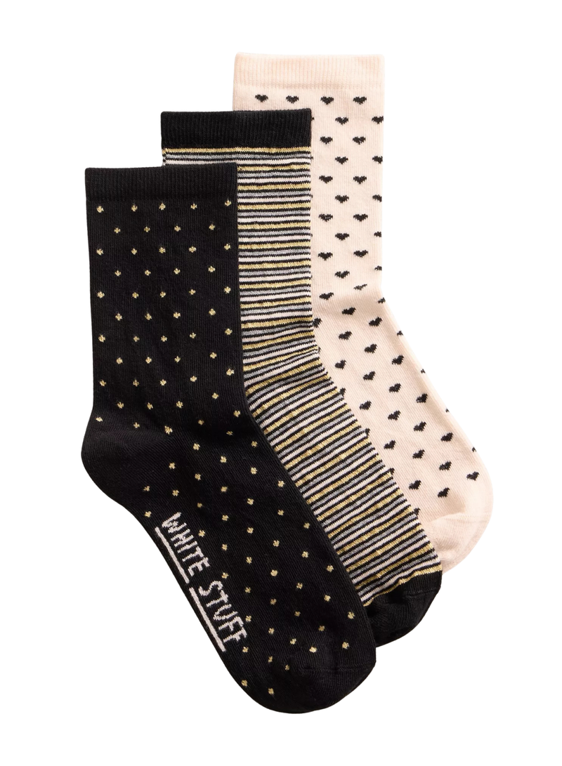 3 Pack Sparkle Ankle Socks