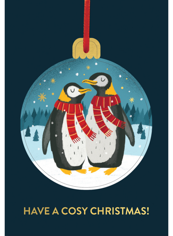 Cosy Penguins Bauble Card