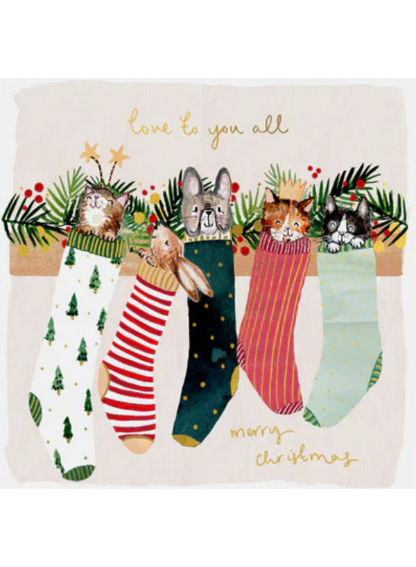 Animals in Stocking Love Card