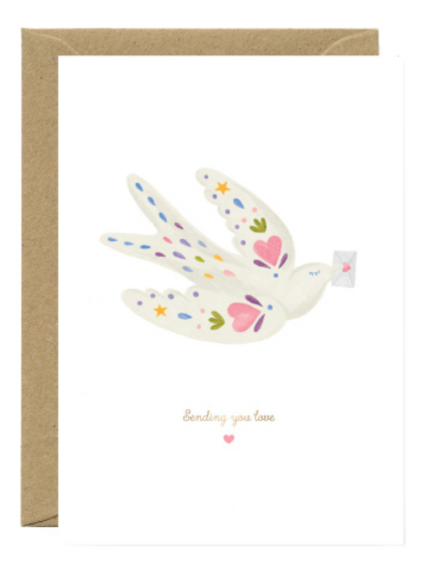 Gold Sending Love Bird Card