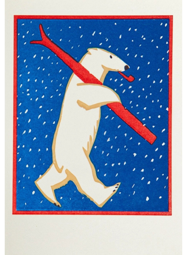Skiing Polar Bear Mini Card