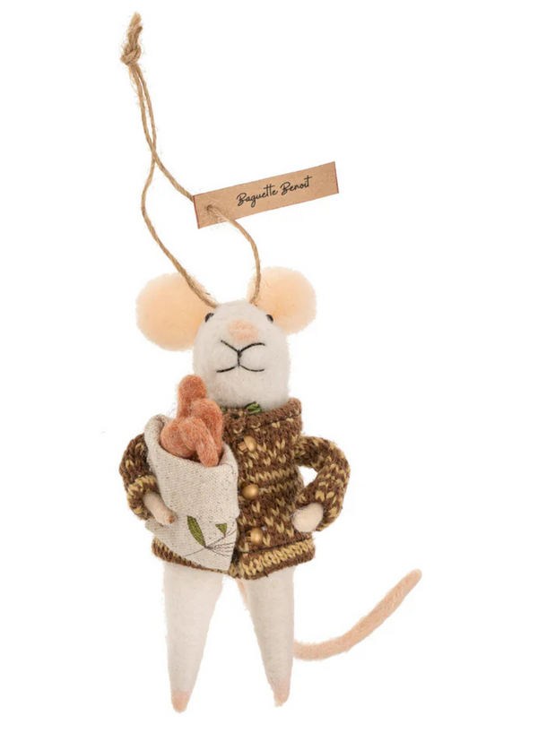 Baguette Benoit Mouse Holiday Ornament
