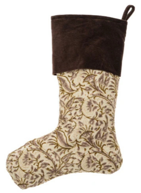 Ashwin Block Print Velvet Stocking