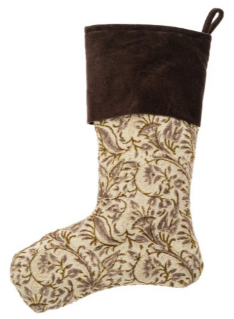 Ashwin Block Print Velvet Stocking