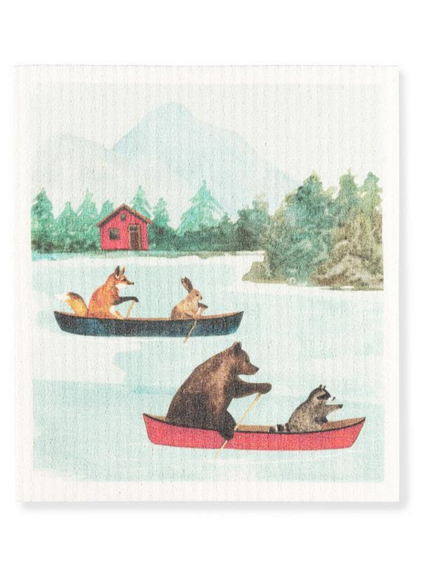 Animals in Canoe Dishcloth