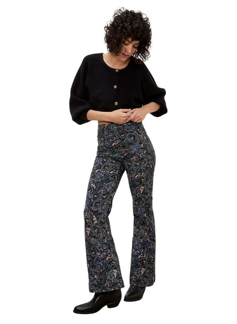Paisley Print High Waist Flare Jeans