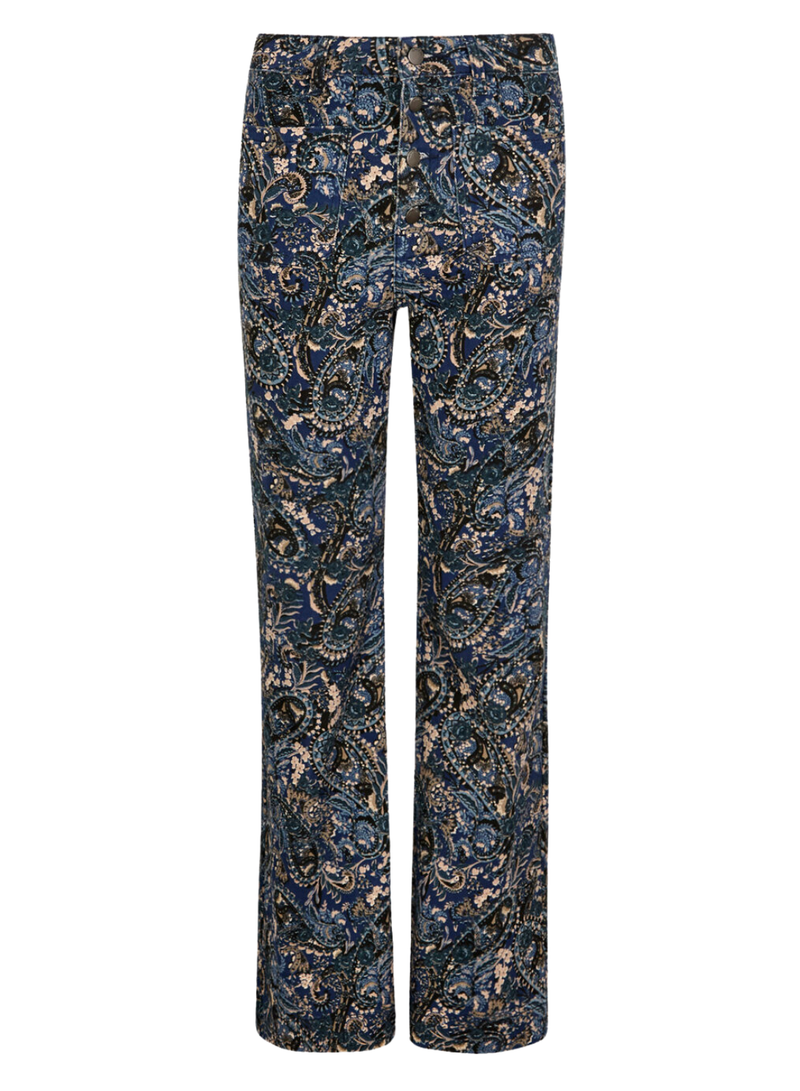 Paisley Print High Waist Flare Jeans