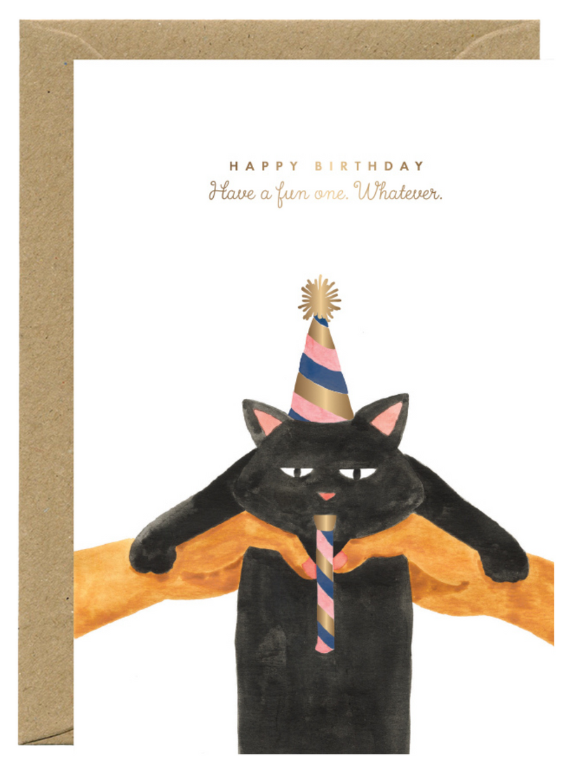 Gold Whatever Cat Bday Card